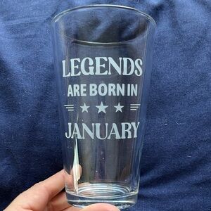 Clear Glass with January Legends Print